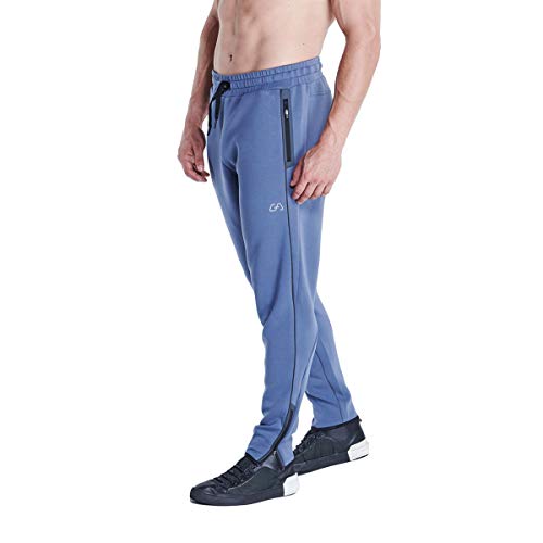 GYM AESTHETICS | Herren Performance Straight-Fit Jogginghosen Slim Fit mit Reflektierende Paspelierung, Jungen und andere Sport in Blau (L) von GYM AESTHETICS