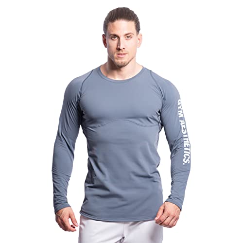 GYM AESTHETICS | Herren Langarm Fitness Funktionsshirt Slim Fit Gym T-Shirt Bodybuilder Trainingsshirt sportliches, atmungsaktives Sportshirt Laufshirt von GYM AESTHETICS