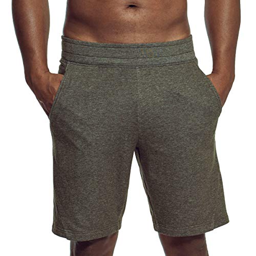 GYM AESTHETICS Herren Sport Shorts kurz Knielange Trainingshose Cotton Schnell Trocknend Sommer Hosen Bewegungsfreiheit, Für Training und andere Sport in Melange-Grün von GYM AESTHETICS