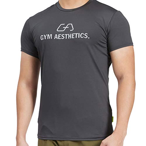 GYM AESTHETICS | 4 in 1 Wesentlich Tight-Fit Sport Tshirts Herren Dichte Maschen Bodybuilding Shirt UV-Schutz Anti schweiß Fitness Shirt Gym Shirt Herren, trainingsshirt für Krafttaining und Sport von GYM AESTHETICS