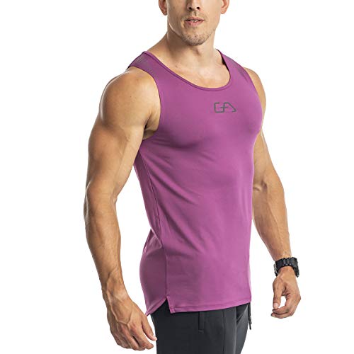 GYM AESTHETICS Herren Tank Top Muskelshirt Intensity Schnell Trocknende Funktionell Ärmellos Fitness, Für Training und andere Sport in Violett von GYM AESTHETICS