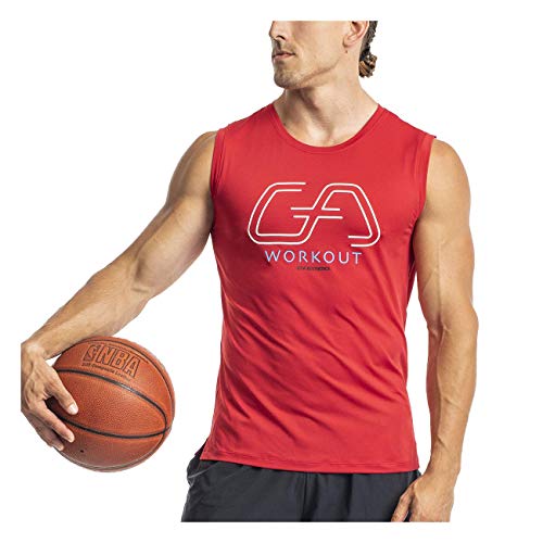 GYM AESTHETICS Herren Tank Top Muskelshirt Intensity Schnell Trocknende Funktionell Workout Ärmellos Fitness, Für Training und andere Sport in Rot von GYM AESTHETICS