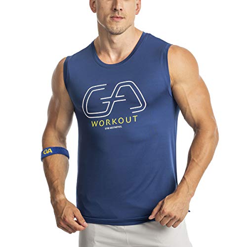 GYM AESTHETICS Herren Tank Top Muskelshirt Intensity Schnell Trocknende Funktionell Workout Ärmellos Fitness, Für Training und andere Sport in Royalblau von GYM AESTHETICS