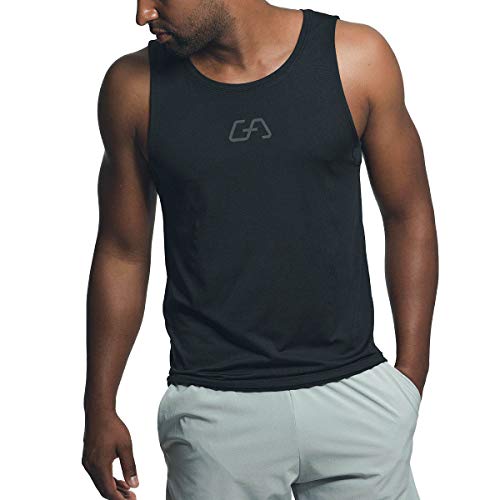 GYM AESTHETICS Herren Tank Top Workout Intensity Muskelshirt Schnell Trocknende UV- Schutz Ärmellos Fitness, Für Training und andere Sport in Schwarz von GYM AESTHETICS