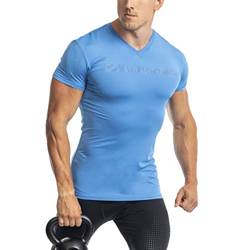 GYM AESTHETICS | 4 in 1 Wesentlich Tight-Fit Sport Tshirts Herren Dichte Maschen Bodybuilding Shirt UV-Schutz Anti schweiß Fitness Shirt Gym Shirt Herren, trainingsshirt für Krafttaining und Sport von GYM AESTHETICS