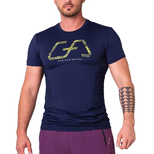 GYM AESTHETICS | 4 in 1 Wesentlich Tight-Fit Sport Tshirts Herren Dichte Maschen Bodybuilding Shirt UV-Schutz Anti schweiß Fitness Shirt Gym Shirt Herren, trainingsshirt für Krafttaining und Sport von GYM AESTHETICS