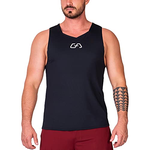 GYM AESTHETICS | Herren Wesentlich Gym Tank Top UV-Schutz antistatisch Feuchtigkeitsregulierung, Training und andere Sport in Schwarz (L) von GYM AESTHETICS