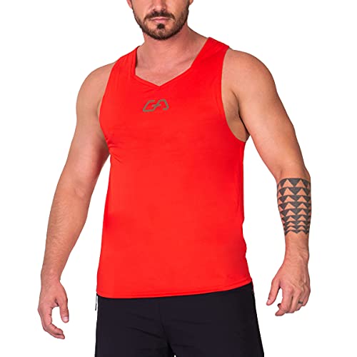 GYM AESTHETICS | Herren Wesentlich Gym Tank Top UV-Schutz antistatisch Feuchtigkeitsregulierung, Training und andere Sport in Sonnenrot (M) von GYM AESTHETICS