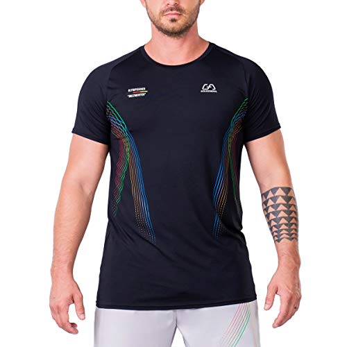 GYM AESTHETICS | Herren Wesentlich Warrior Loose-Fit T-Shirt UV-Schutz Antistatisch Feuchtigkeitsregulierung schnelltrocknend, Für Training und andere Sport in Schwarz (L) von GYM AESTHETICS