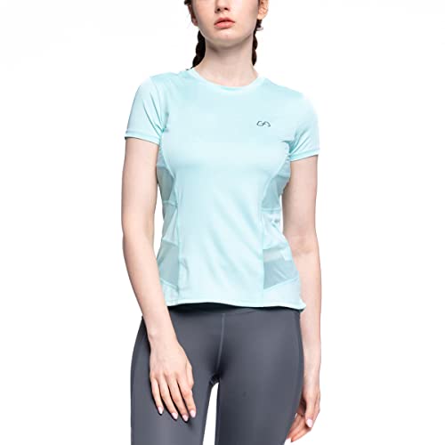 GYM AESTHETICS Sportshirt Damen Kurzarm Fitness Shirt Damen Sport Oberteile Damen Funktionsshirt Damen Atmungsaktiv Anti-schweiß Trainingsshirt Sportbekleidung Slim Fit Damen Tops Für Gym und Training von GYM AESTHETICS