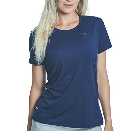 GYM AESTHETICS Training Damen Gym Shirt Fitness Laufshirt Rundhalsausschnitt Bewegungsfreiheit UV-Schutz, Für Training und andere Sport in Melange Navy von GYM AESTHETICS