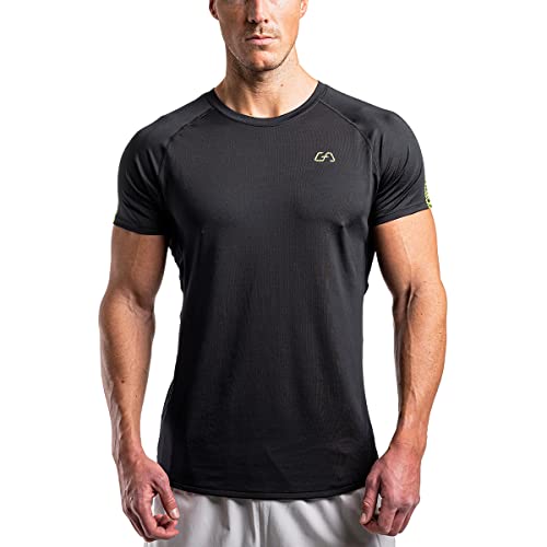 GYM AESTHETICS | 4 in 1 Wesentlich Tight-Fit Sport Tshirts Herren Dichte Maschen Bodybuilding Shirt UV-Schutz Anti schweiß Fitness Shirt Gym Shirt Herren, trainingsshirt für Krafttaining und Sport von GYM AESTHETICS