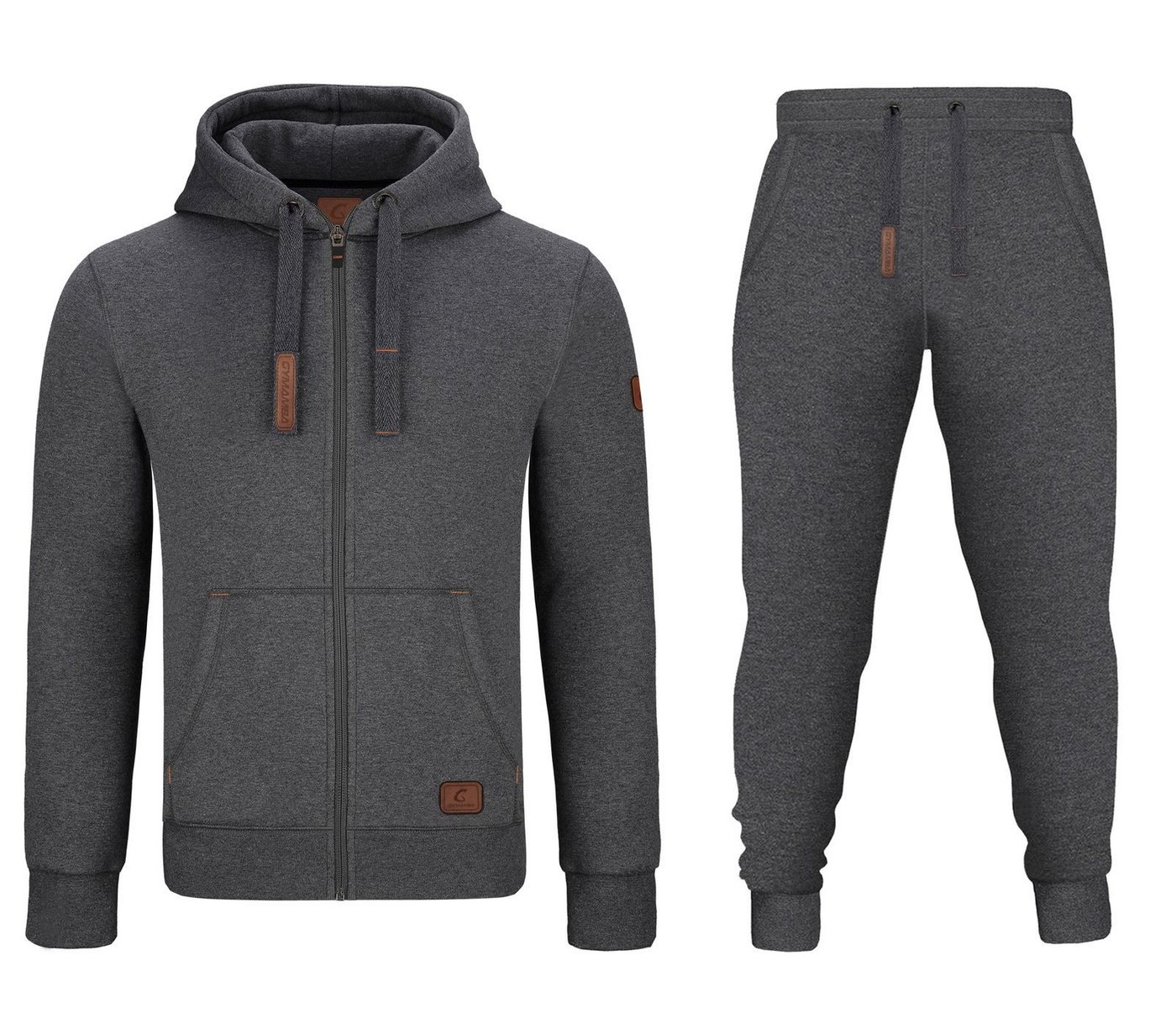 GYMAMBA Jogginganzug Herren leather dunkelgrau (2-tlg), mit Kapuze von GYMAMBA