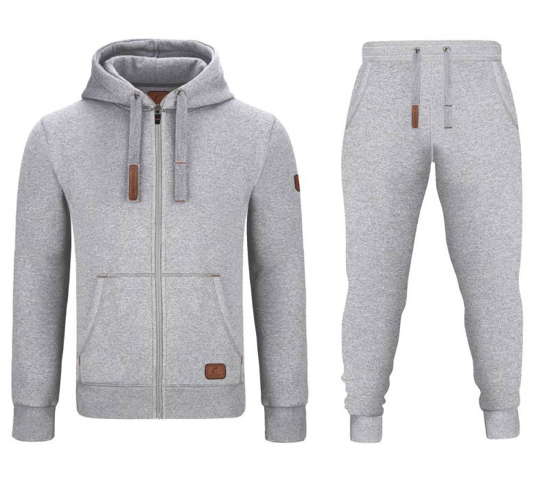 GYMAMBA Jogginganzug Herren leather hellgrau (2-tlg), mit Kapuze von GYMAMBA