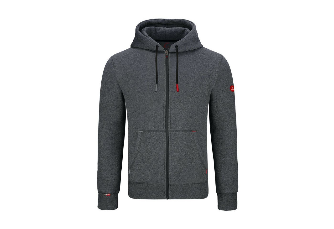 GYMAMBA Sweatjacke Herren red edition dunkelgrau (1-tlg) mit Kapuze von GYMAMBA