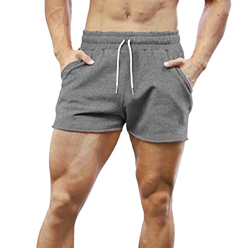 Herren Gym Sport Bodybuilding Workout Shorts 3 Zoll mit Raw Hem Design Dunkelgrau M von GYMAPE