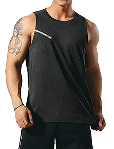 GYMAPE Herren Sportlich Trainieren Tanktops Ärmellos Muskel Laufshirts Ausbildung Schnelltrocknend Fitnessstudio Aktive Kleidung Schwarz XXL von GYMAPE