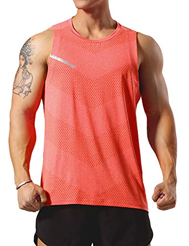 GYMAPE Herren Sportlich Trainieren Tanktops Ärmellos Muskel Laufshirts Ausbildung Schnelltrocknend Fitnessstudio Aktive Kleidung Orange L von GYMAPE