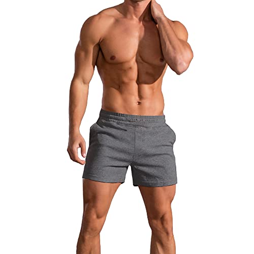 Herren Baumwolle Bodybuilding Gym Workout Shorts Sport Fitness 5" Schrittlänge Dunkelgrau XXL von GYMAPE