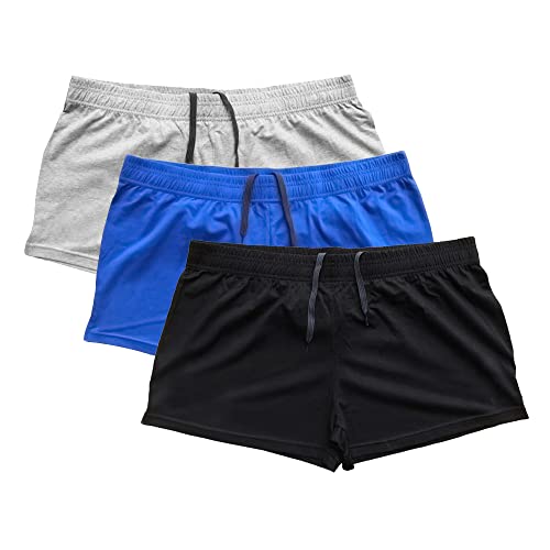 GYMAPE Männer Fitnessstudio Bodybuilding Trainieren Baumwolle Sport Shorts Schwarz+Blau+Grau L von GYMAPE