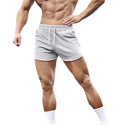 Herren Gym Sport Bodybuilding Workout Shorts 3 Zoll mit Raw Hem Design Grau L von GYMAPE