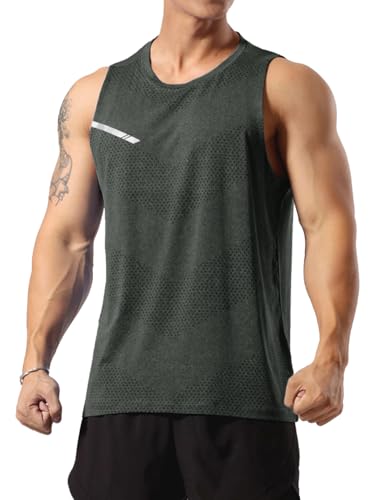 Herren Sportlich Trainieren Tanktops Ärmellos Muskel Laufshirts Ausbildung Schnelltrocknend Fitnessstudio Aktive Kleidung Grau M von GYMAPE