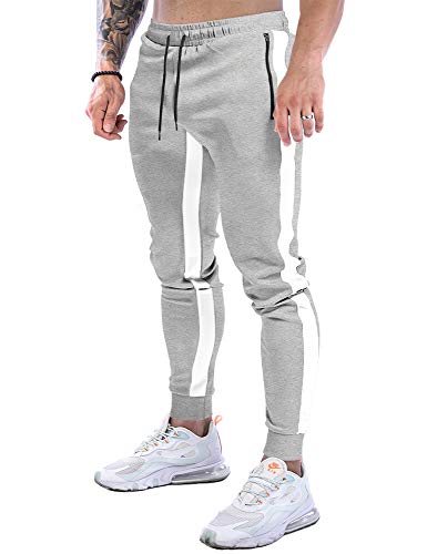 GYMBULLFIGHT Herren Jogginghose Athletic Gym Pants Running Workout Slim Tapered Sweatpants - Grau - Klein von GYMBULLFIGHT