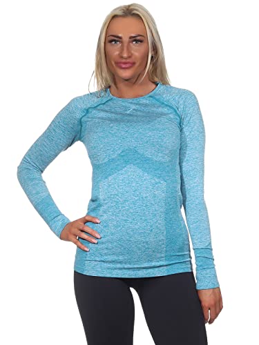 GYMSHARK Damen Flex Long Sleeve Top Farbe: Blau Meliert; Größe: S von GYMSHARK