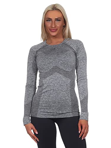 GYMSHARK Damen Flex Long Sleeve Top Farbe: Grau Meliert; Größe: M von GYMSHARK