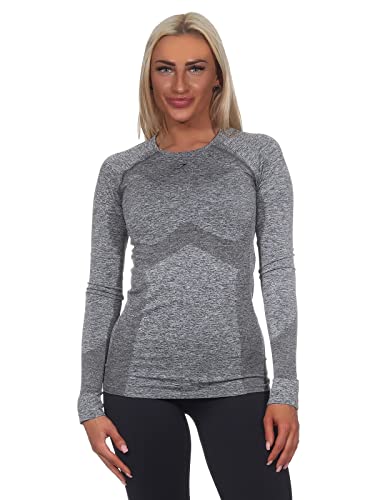 GYMSHARK Damen Flex Long Sleeve Top Farbe: Grau Meliert; Größe: S von GYMSHARK