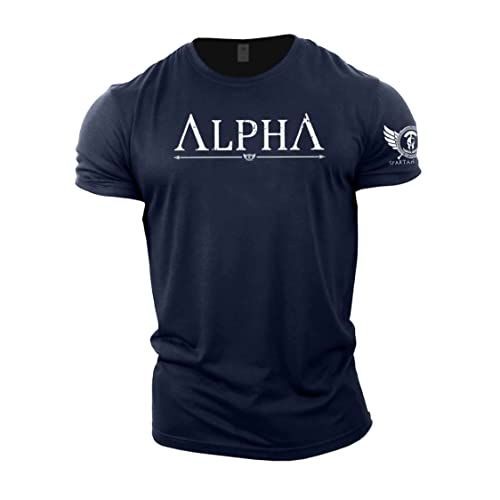 GYMTIER Alpha – Spartanisches Fitness-T-Shirt für Herren, Bodybuilding, Gewichtheben, Strongman-Training, Top, Aktivkleidung, Spartaner, geschmiedet, navy, 3XL von GYMTIER