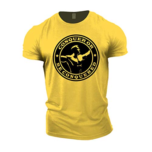 GYMTIER Bodybuilding-T-Shirt der Männer - Arnold Schwarzenegger Conquer - Fitness-Trainingsoberteil von GYMTIER