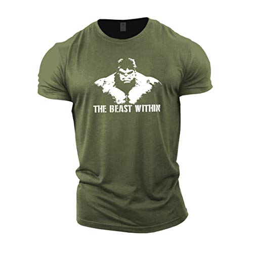 GYMTIER Bodybuilding-T-Shirt der Männer - Beast Within - Fitness-Trainingsoberteil von GYMTIER