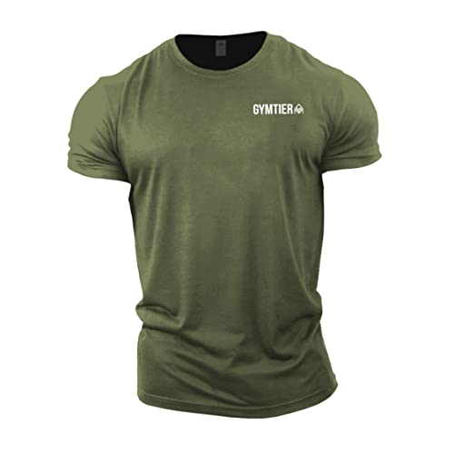 GYMTIER Gym Clothes for Men - Gym T-Shirt Bodybuilding Workout T Shirt Training Top MMA Herren Active Wear, grün, XXL von GYMTIER