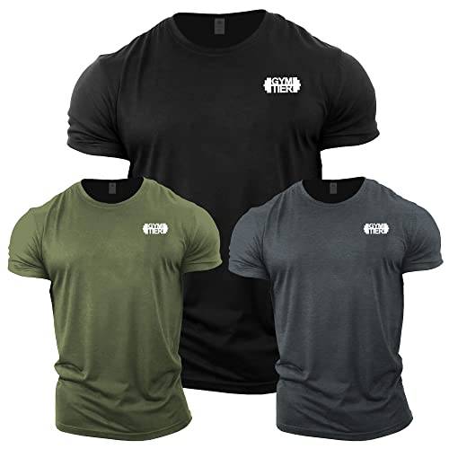 GYMTIER Gym Kleidung für Herren – Gym T-Shirt Bodybuilding Workout T Shirt Training Top MMA Herren Active Wear, Klassisch 1, M von GYMTIER
