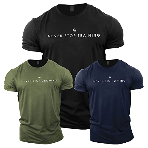 GYMTIER Gym Kleidung für Herren – Gym T-Shirt Bodybuilding Workout T Shirt Training Top MMA Herren Active Wear, Neverstop 1, 3XL von GYMTIER