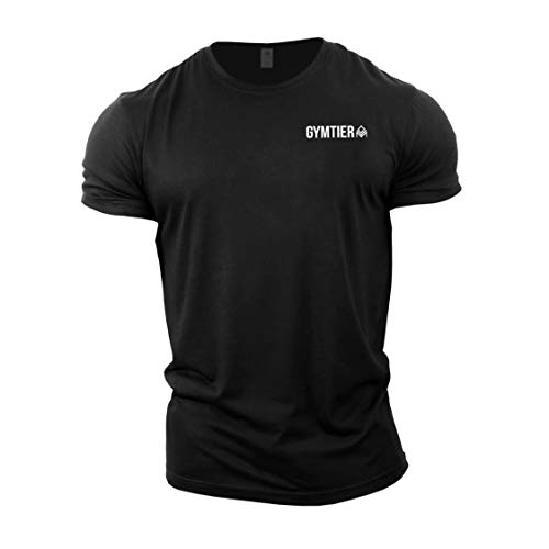 GYMTIER Fitness-Kleidung für Herren, Fitness-T-Shirt – Bodybuilding, Workout-Trainings-Top, Bodybuilding, Workout-T-Shirt, Trainingsoberteil, MMA, Sportbekleidung für Herren, Schwarz , L von GYMTIER