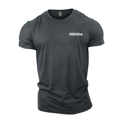 GYMTIER Fitness-Kleidung für Herren, Fitness-T-Shirt – Bodybuilding, Workout-Trainings-Top, Bodybuilding, Workout-T-Shirt, Trainingsoberteil, MMA, Sportbekleidung für Herren, grau, M von GYMTIER