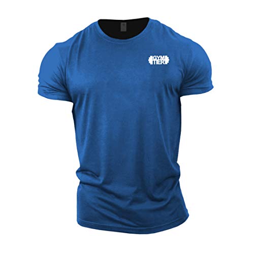 GYMTIER Herren Bodybuilding T-Shirt, einfarbig, für Fitnessstudio, königsblau, 58 von GYMTIER