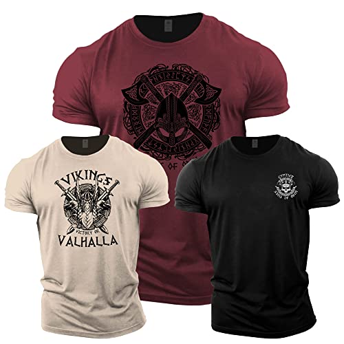 GYMTIER Herren Gym T-Shirt - 3 T-Shirt Bundle - Bodybuilding Training Top, Viking 1, M von GYMTIER