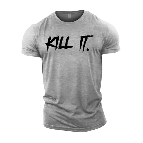 GYMTIER Kill It Herren Gym T-Shirt Bodybuilding Training Workout Lifting Top Kleidung, Grau - Sport Grey, XXL von GYMTIER