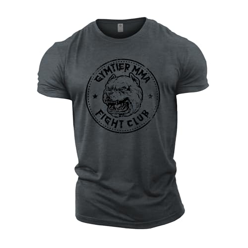 GYMTIER MMA Pitbull Herren Gym T-Shirt Bodybuilding Training Workout Lifting Top Kleidung, grau, L von GYMTIER