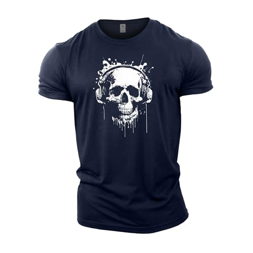 GYMTIER Skull Headphones Herren Gym T-Shirt Bodybuilding Training Workout Lifting Top Kleidung, navy, XXL GYMTIER Skull Headphones Herren Gym T-Shirt Bodybuilding Training Workout Lifting Top Kleidung, navy, XXL von GYMTIER