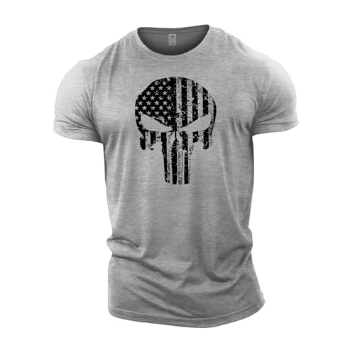 GYMTIER Skull USA Flaggen T Shirt für Herren, Fitness T Shirt, Bodybuilding, Workout, Lifting, Oberteil, Kleidung, Sportgrau, M GYMTIER Skull USA Flaggen T Shirt für Herren, Fitness T Shirt, Bodybuilding, Workout, Lifting, Oberteil, Kleidung, Sportgrau, M von GYMTIER
