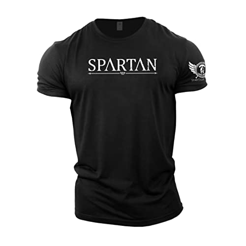 GYMTIER Spartan – Gym T-Shirt für Herren Bodybuilding Gewichtheben Strongman Training Top Active Wear Spartan Forged, Schwarz , L von GYMTIER