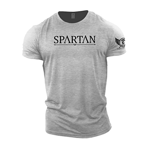 GYMTIER Spartan – Fitness-T-Shirt für Herren, Bodybuilding, Gewichtheben, Strongman, Training, Top, Activewear, Spartan Forged, Grau - Sport Grey, 3XL von GYMTIER