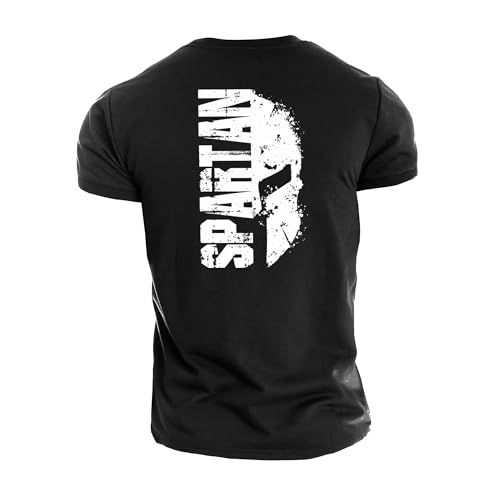 GYMTIER Spartan Split Helmet Herren Gym T-Shirt Bodybuilding Training Workout Lifting Top Kleidung, Schwarz , M von GYMTIER