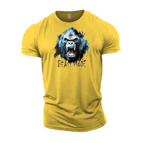 GYMTIER Strongman – Gorilla Beast Mode – Herren Gym T-Shirt Bodybuilding Training Workout Lifting Top Kleidung, gelb, L GYMTIER Strongman – Gorilla Beast Mode – Herren Gym T-Shirt Bodybuilding Training Workout Lifting Top Kleidung, gelb, L von GYMTIER
