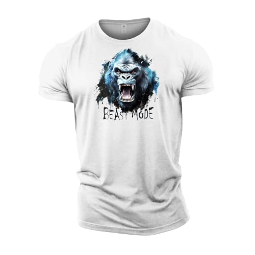 GYMTIER Strongman – Gorilla Beast Mode – Herren Gym T-Shirt Bodybuilding Training Workout Lifting Top Kleidung, weiß, S GYMTIER Strongman – Gorilla Beast Mode – Herren Gym T-Shirt Bodybuilding Training Workout Lifting Top Kleidung, weiß, S von GYMTIER