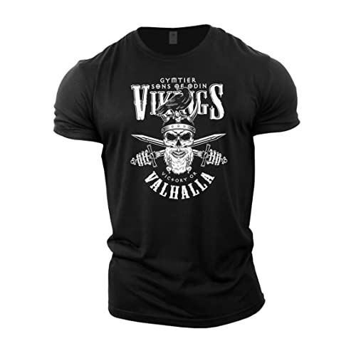 GYMTIER Sons of Odin – Vikings Valhalla – Herren Gym T-Shirt Bodybuilding Training Workout Lifting Top Kleidung, Schwarz , M von GYMTIER